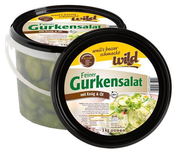 Feiner Gurkensalat, mit Essig und Öl, 3 kg Eimer