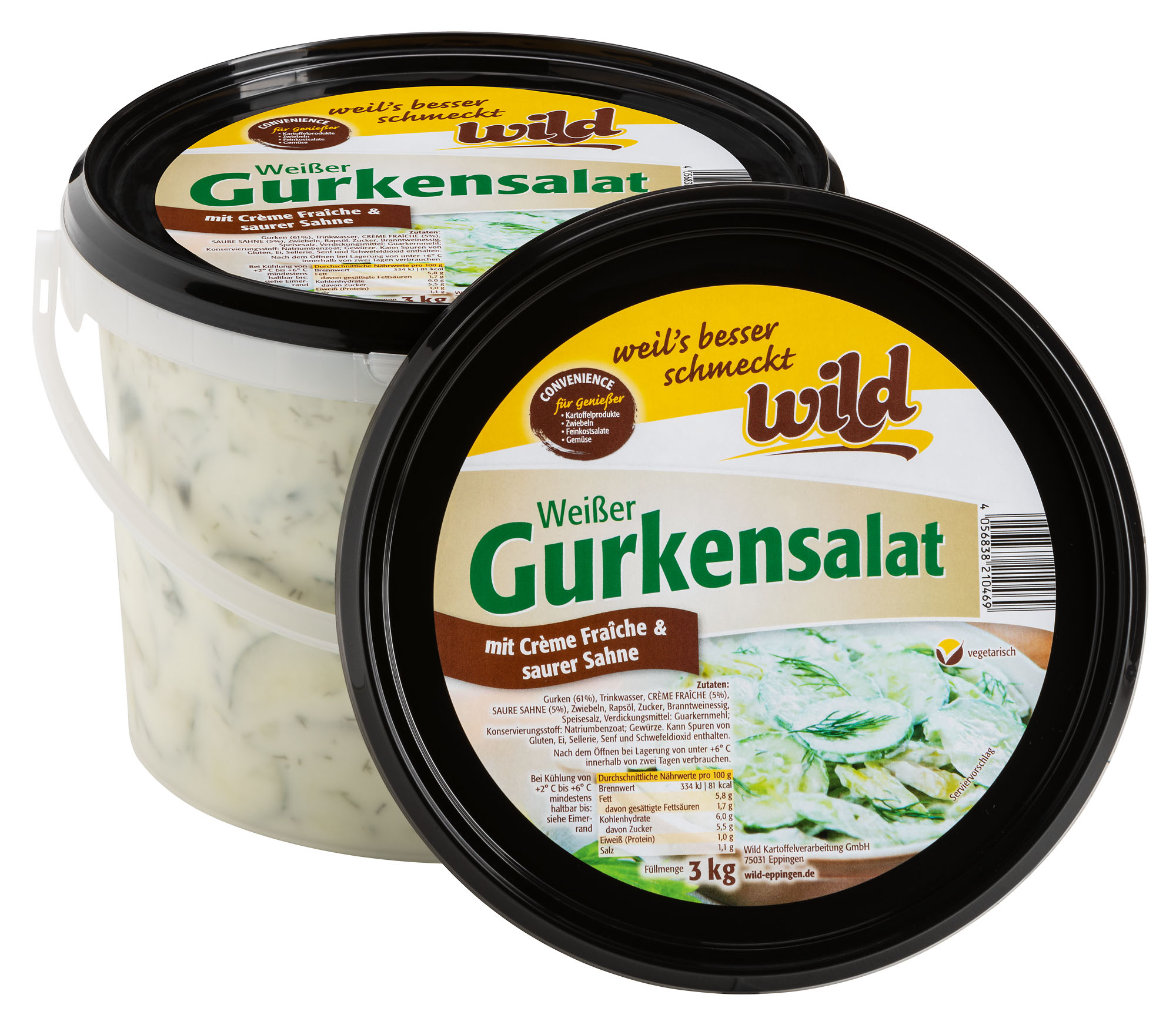 Feiner weißer Gurkensalat, 3 kg Eimer